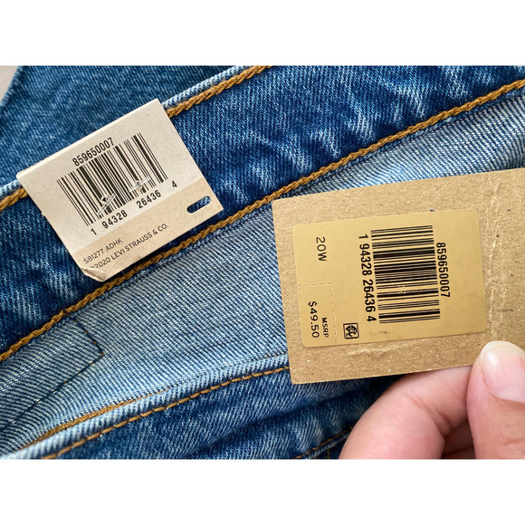 Levi's 501 Blue Denim Button Fly High Rise Cut Off Jean Shorts NEW 20W - Picture 10 of 12